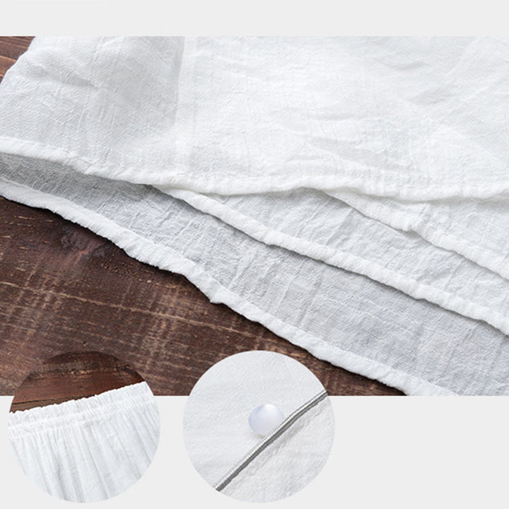 Buddha Stones 2Pcs Simple Design White Top Pants Meditation Yoga Zen Tai Chi Cotton Linen Clothing Women's Set - image 9