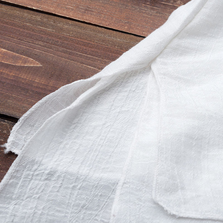 Buddha Stones 2Pcs Simple Design White Top Pants Meditation Yoga Zen Tai Chi Cotton Linen Clothing Women's Set - image 17
