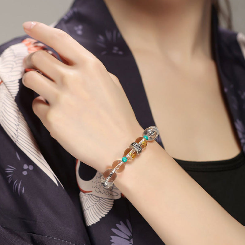 Buddha Stones 925 Sterling Silver Chinese Zodiac Natal Buddha Auspicious Groups White Crystal Hetian Jade Healing Bracelet - image 9