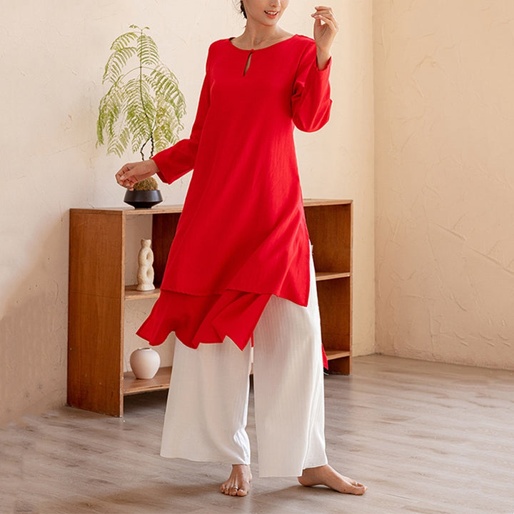 Buddha Stones 2Pcs Simple Design Tai Chi Meditation Yoga Clothing Top Pants Women's Set - image 13