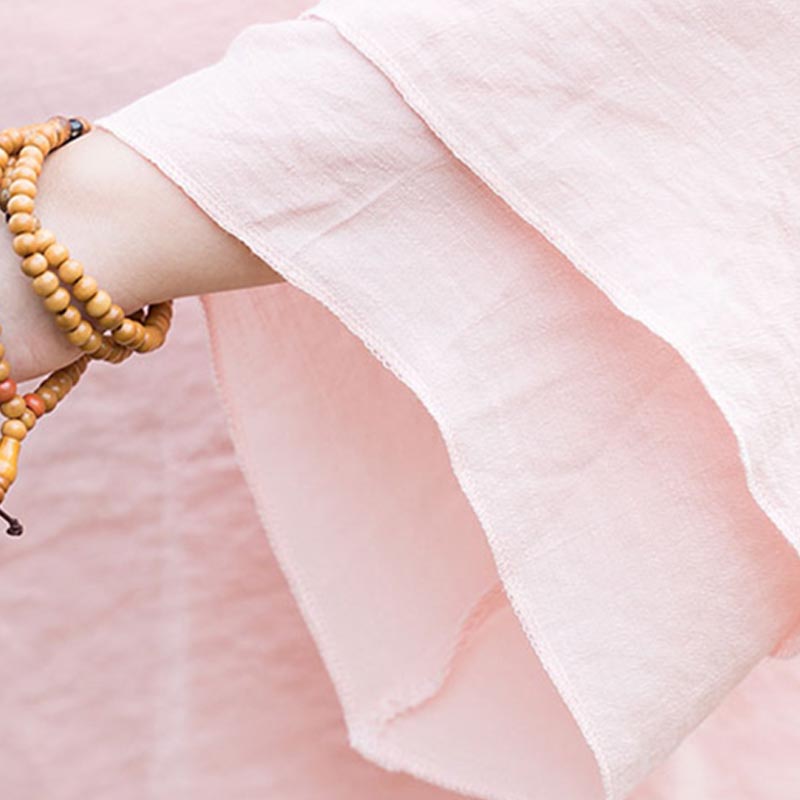 Buddha Stones 2Pcs Plain Design Top Pants Meditation Yoga Zen Tai Chi Cotton Linen Clothing Women's Set - image 7