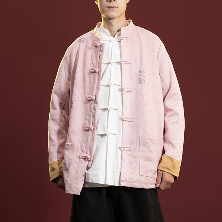 Buddha Stones Chinese Calligraphy Clothing Jacket Coat Tang Suit Men Clothing - image 17