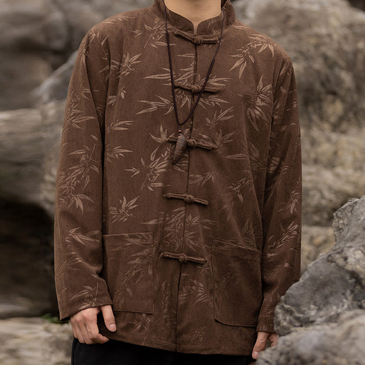 Buddha Stones Bamboo Leaves Clothing Chinese Tang Suit Jacket Coat Men Clothing - image 15