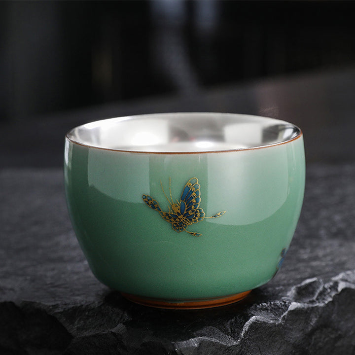 Buddha Stones Butterfly Goldfish Lotus Koi Fish Ceramic Teacup Kung Fu Tea Cup 120ml