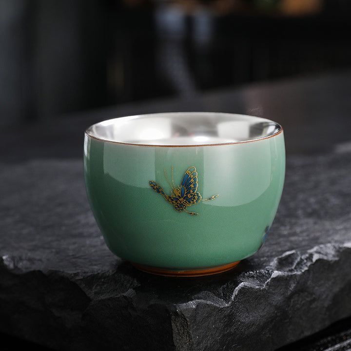 Buddha Stones Butterfly Goldfish Lotus Koi Fish Ceramic Teacup Kung Fu Tea Cup 120ml