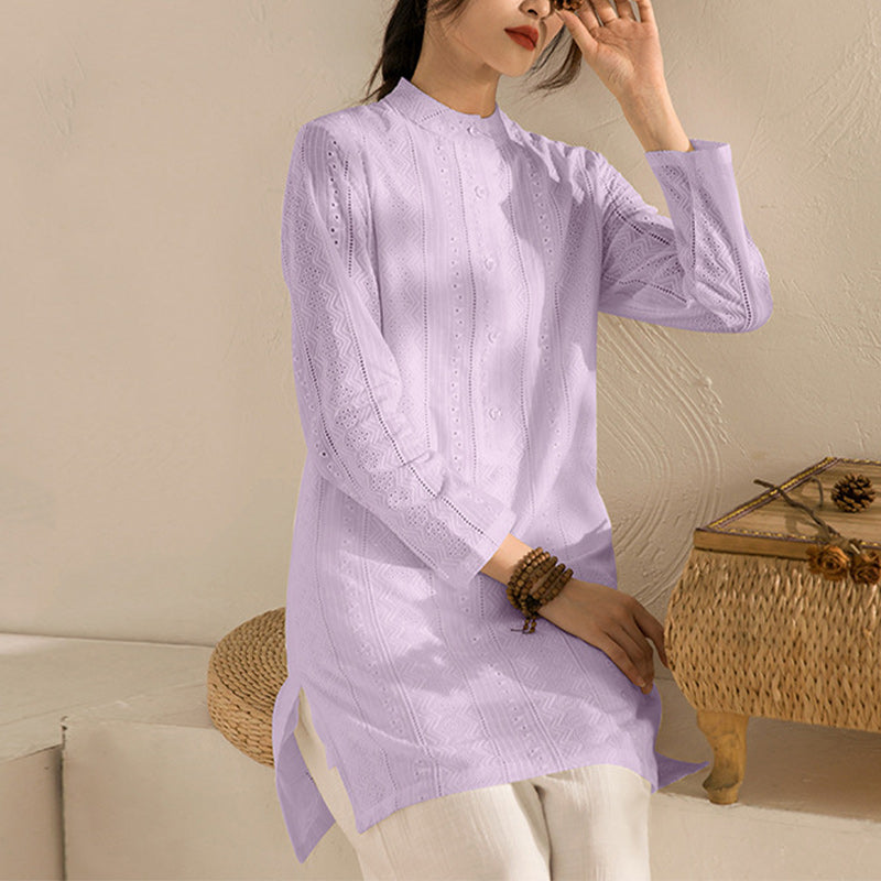 Buddha Stones 2Pcs Long Sleeve Yoga Clothing Meditation Clothing Top Pants Women's Set - Purple Top&Beige Pants - US8-10，UK/AU12-14，EU40-42 (2XL) - image 10