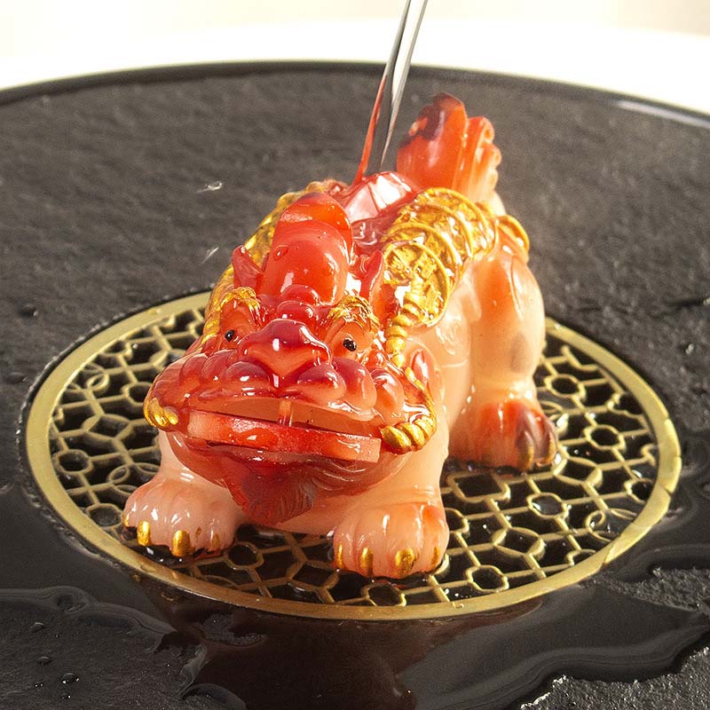 Buddha Stones Color Changing Small PiXiu Copper Coins Resin Tea Pet Wealth Home Figurine Decoration - image 3