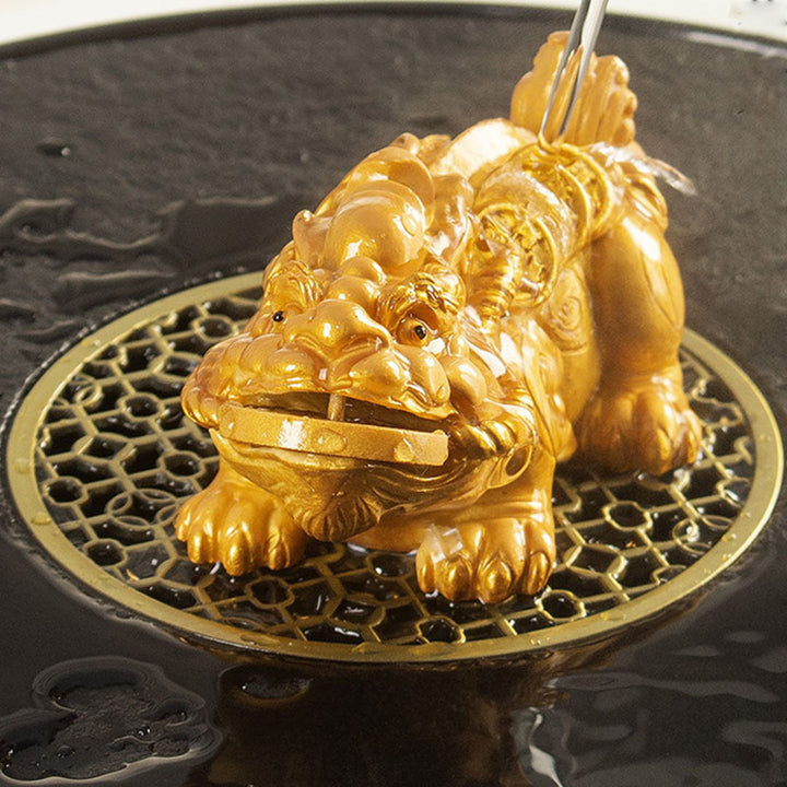 Buddha Stones Color Changing Small PiXiu Copper Coins Resin Tea Pet Wealth Home Figurine Decoration - image 7