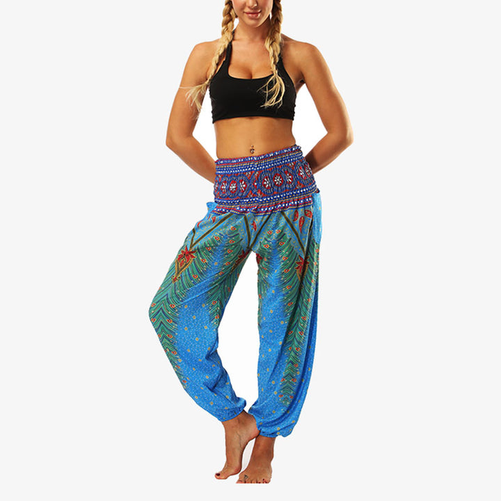 Buddha Stones Hippie Pants Baggy Boho High Waist Lounge Trousers with Pockets Women's Yoga Pants