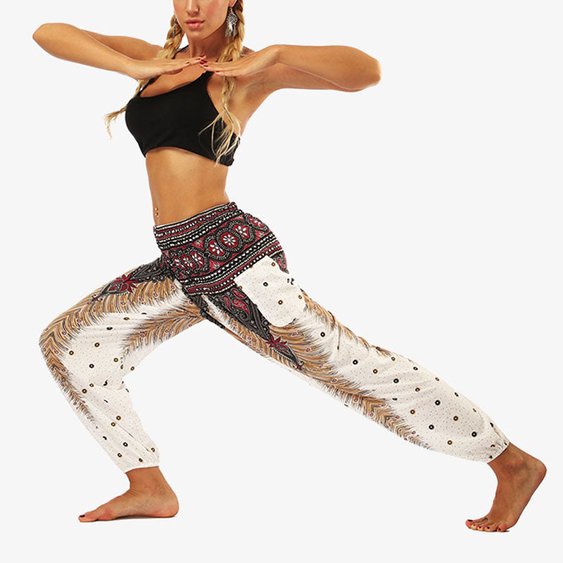 Buddha Stones Hippie Pants Baggy Boho High Waist Lounge Trousers with Pockets Women's Yoga Pants