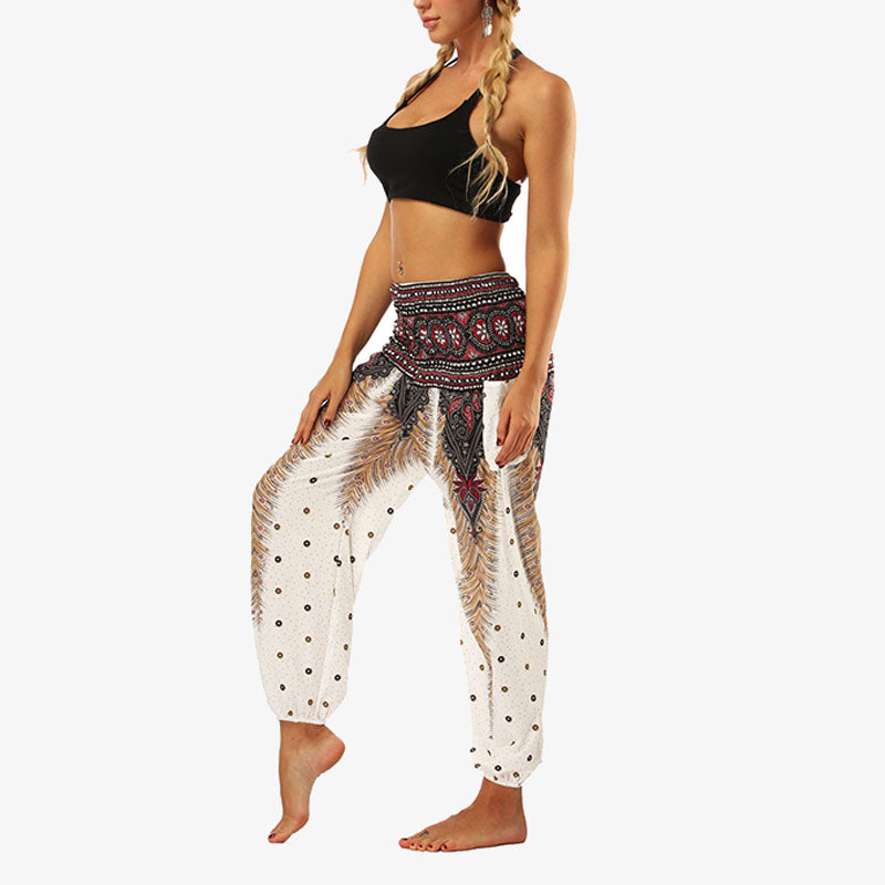 Buddha Stones Hippie Pants Baggy Boho High Waist Lounge Trousers with Pockets Women's Yoga Pants