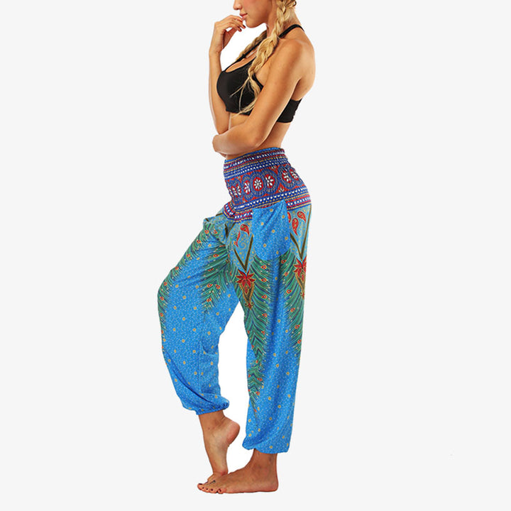 Buddha Stones Hippie Pants Baggy Boho High Waist Lounge Trousers with Pockets Women's Yoga Pants