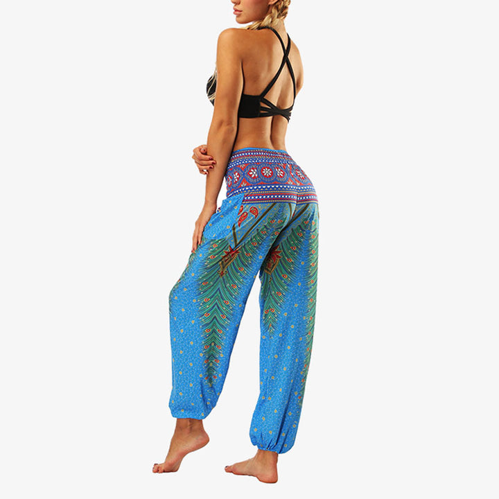 Buddha Stones Hippie Pants Baggy Boho High Waist Lounge Trousers with Pockets Women's Yoga Pants