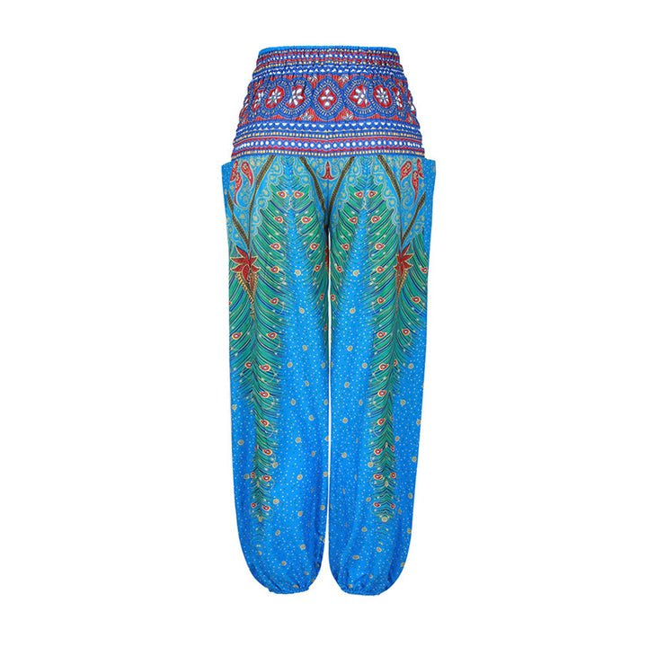 Buddha Stones Hippie Pants Baggy Boho High Waist Lounge Trousers with Pockets Women's Yoga Pants