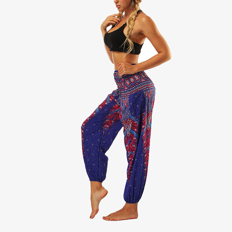 Buddha Stones Hippie Pants Baggy Boho High Waist Lounge Trousers with Pockets Women's Yoga Pants