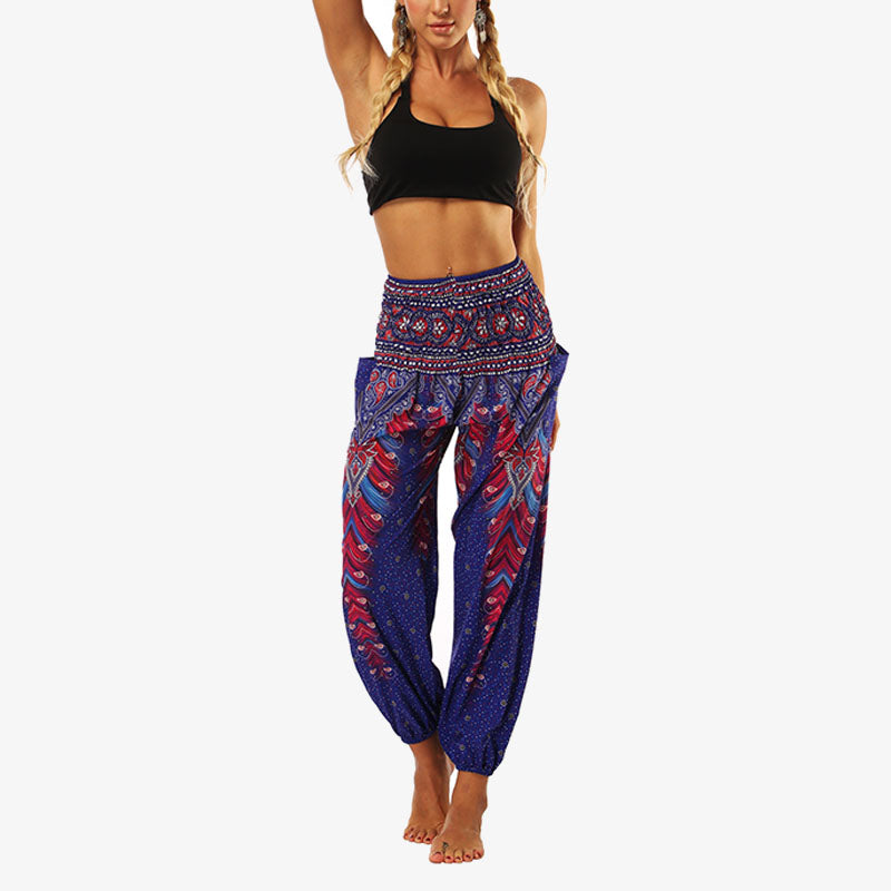 Buddha Stones Hippie Pants Baggy Boho High Waist Lounge Trousers with Pockets Women's Yoga Pants