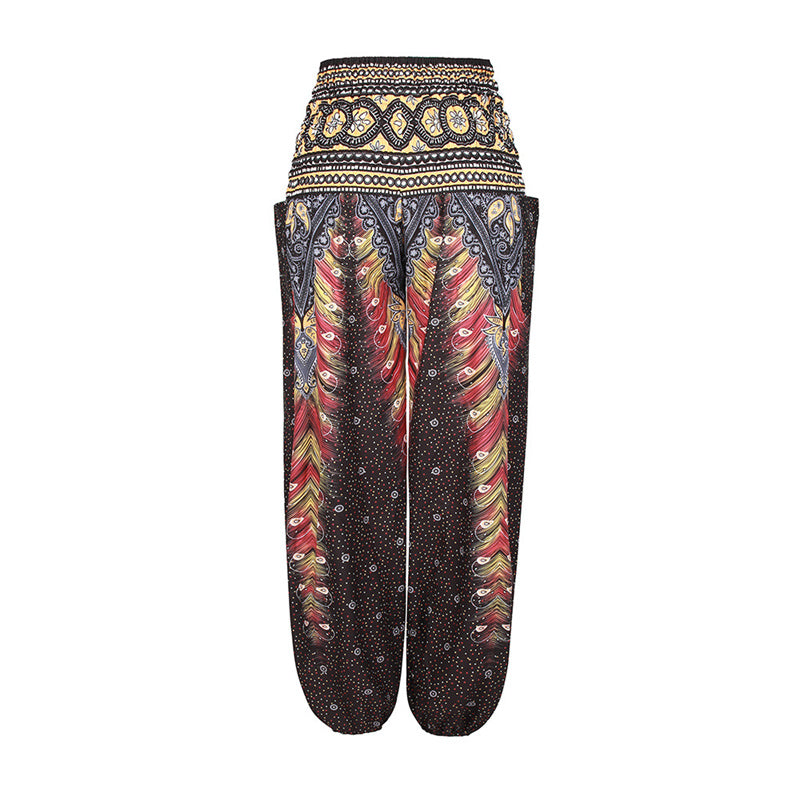 Buddha Stones Hippie Pants Baggy Boho High Waist Lounge Trousers with Pockets Women's Yoga Pants