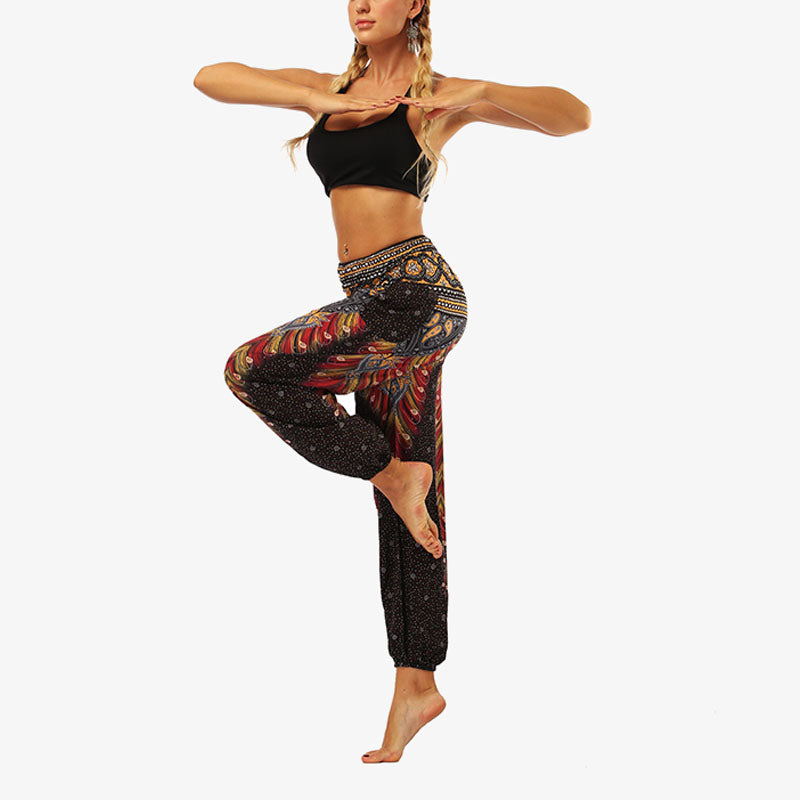 Buddha Stones Hippie Pants Baggy Boho High Waist Lounge Trousers with Pockets Women's Yoga Pants