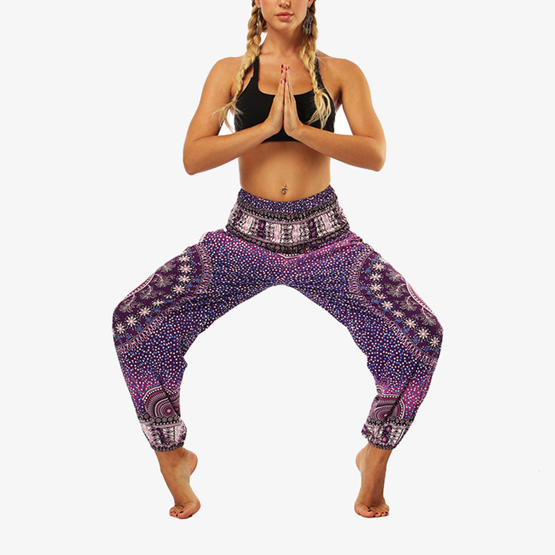 Buddha Stones Hippie Pants Baggy Boho High Waist Lounge Trousers with Pockets Women's Yoga Pants