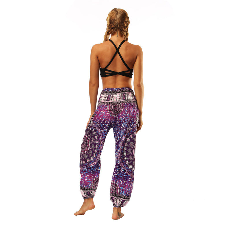 Buddha Stones Hippie Pants Baggy Boho High Waist Lounge Trousers with Pockets Women's Yoga Pants