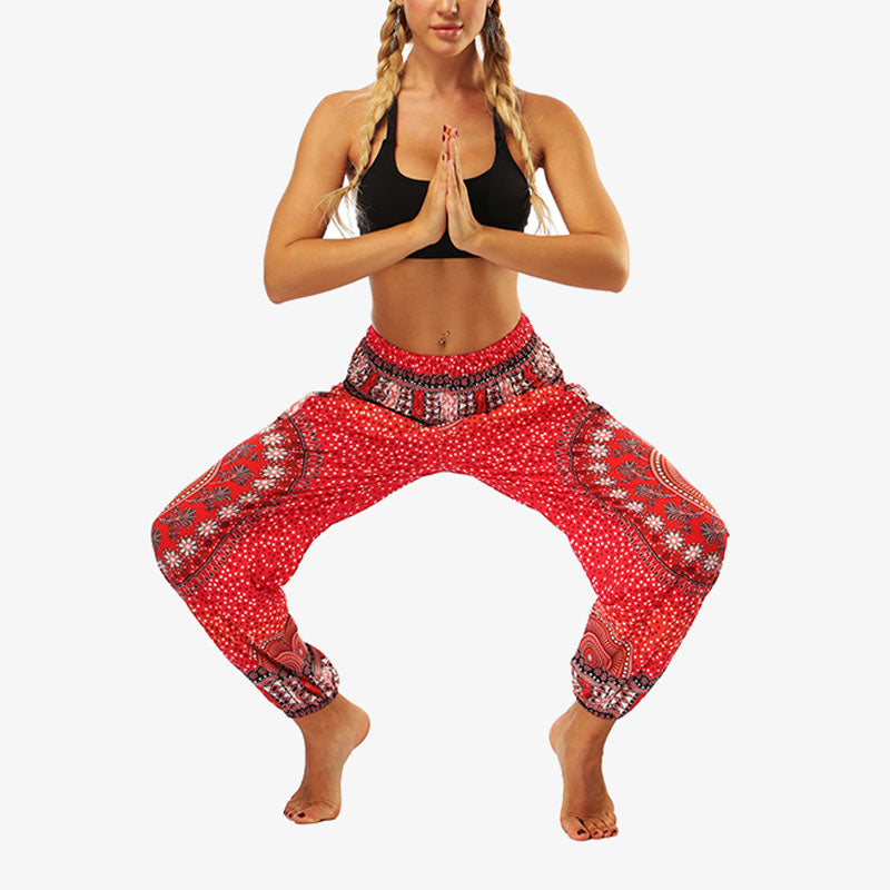 Buddha Stones Hippie Pants Baggy Boho High Waist Lounge Trousers with Pockets Women's Yoga Pants