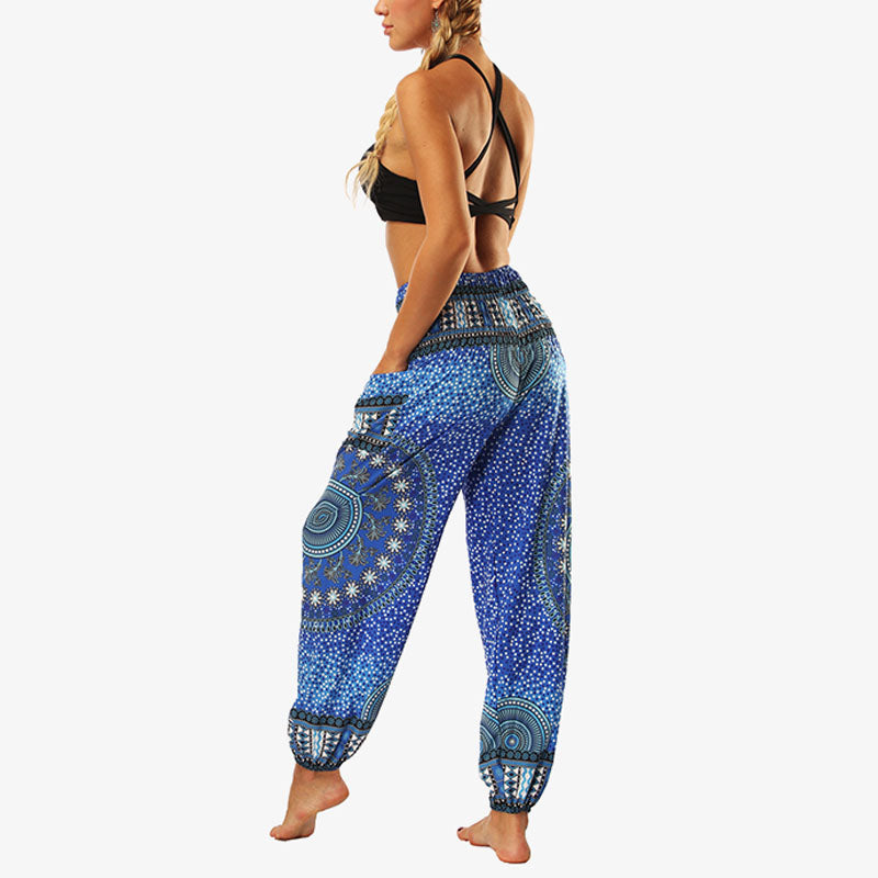 Buddha Stones Hippie Pants Baggy Boho High Waist Lounge Trousers with Pockets Women's Yoga Pants