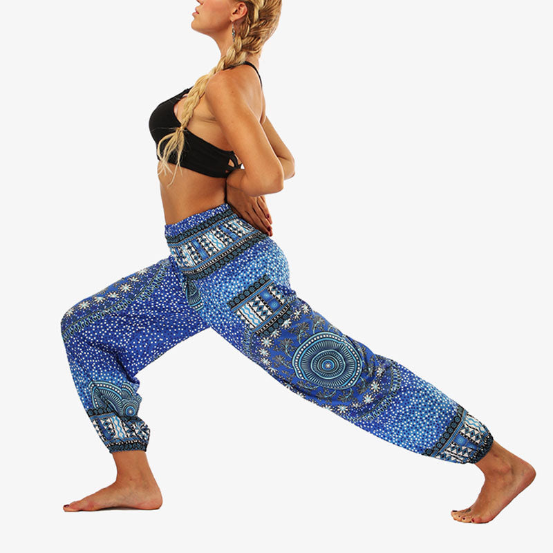 Buddha Stones Hippie Pants Baggy Boho High Waist Lounge Trousers with Pockets Women's Yoga Pants