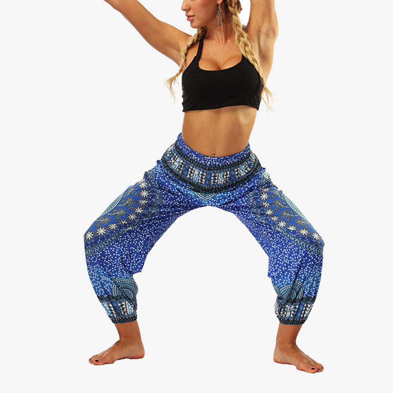 Buddha Stones Hippie Pants Baggy Boho High Waist Lounge Trousers with Pockets Women's Yoga Pants