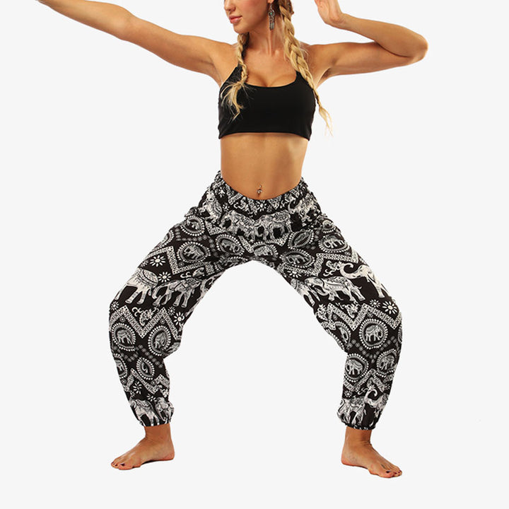 Buddha Stones Hippie Pants Baggy Boho High Waist Lounge Trousers with Pockets Women's Yoga Pants