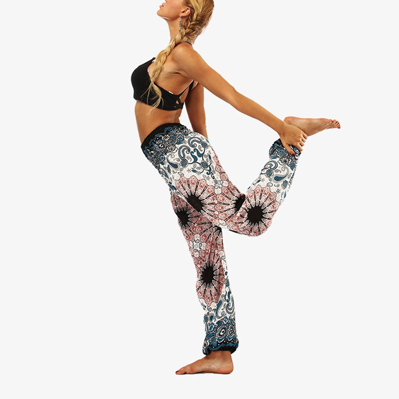 Buddha Stones Hippie Pants Baggy Boho High Waist Lounge Trousers with Pockets Women's Yoga Pants