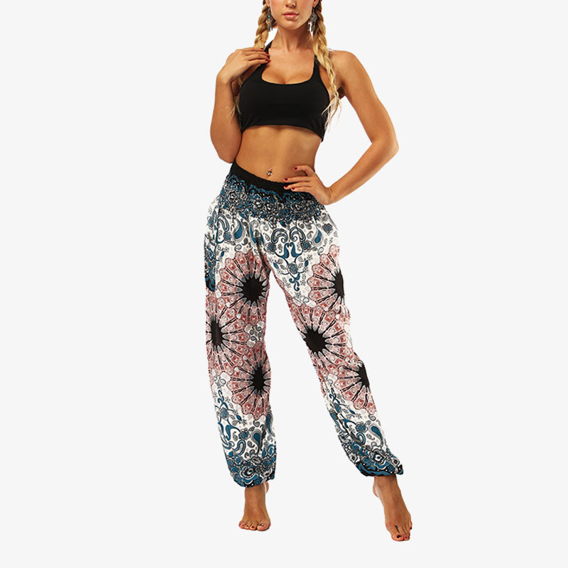 Buddha Stones Hippie Pants Baggy Boho High Waist Lounge Trousers with Pockets Women's Yoga Pants