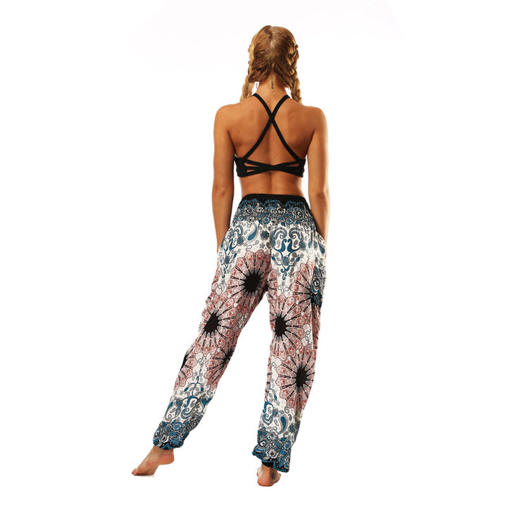 Buddha Stones Hippie Pants Baggy Boho High Waist Lounge Trousers with Pockets Women's Yoga Pants