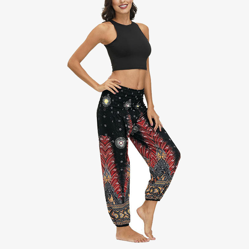 Buddha Stones Hippie Pants Baggy Boho High Waist Lounge Trousers with Pockets Women's Yoga Pants