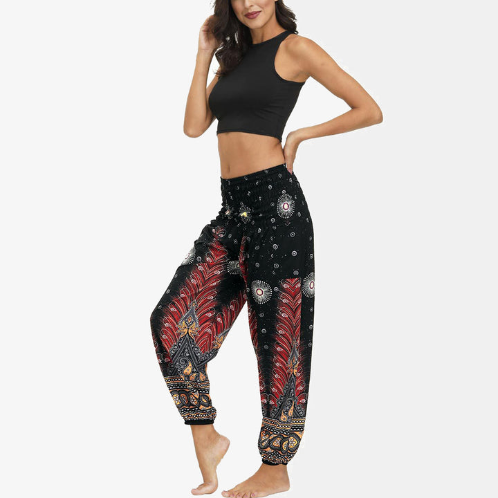 Buddha Stones Hippie Pants Baggy Boho High Waist Lounge Trousers with Pockets Women's Yoga Pants