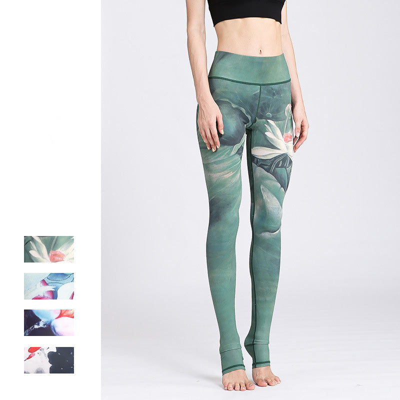 Buddha Stones Lotus Flower Print Design Pants Sports Fitness Yoga Leggings Women's Yoga Pants