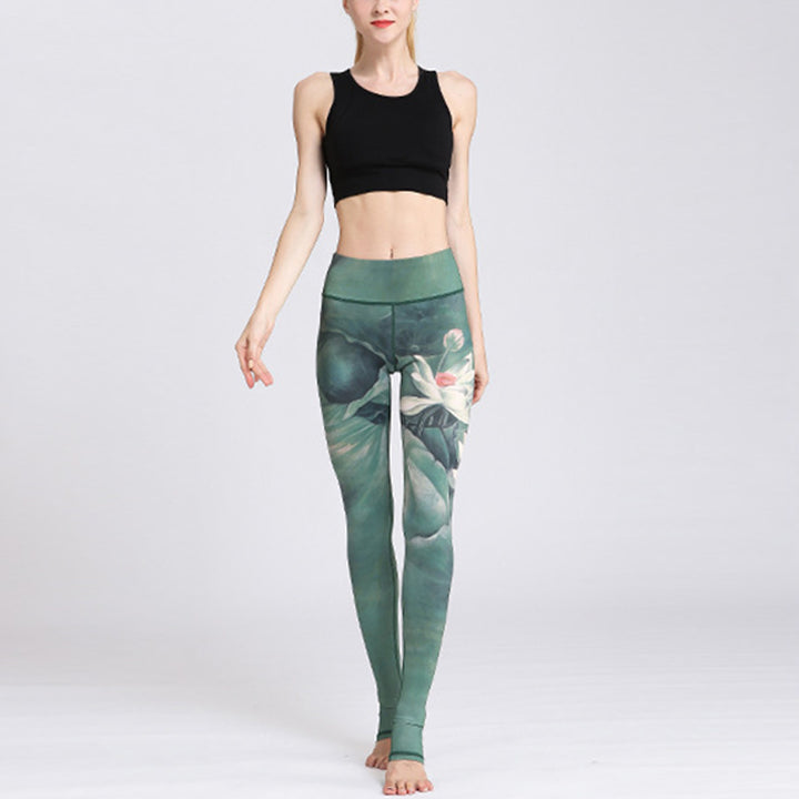 Buddha Stones Lotus Flower Print Design Pants Sports Fitness Yoga Leggings Women's Yoga Pants - image 7