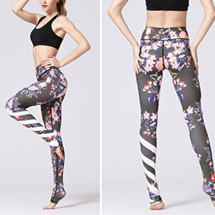 Buddha Stones Lotus Flower Floral Print Design Pants Sports Fitness Yoga Leggings Women's Yoga Pants