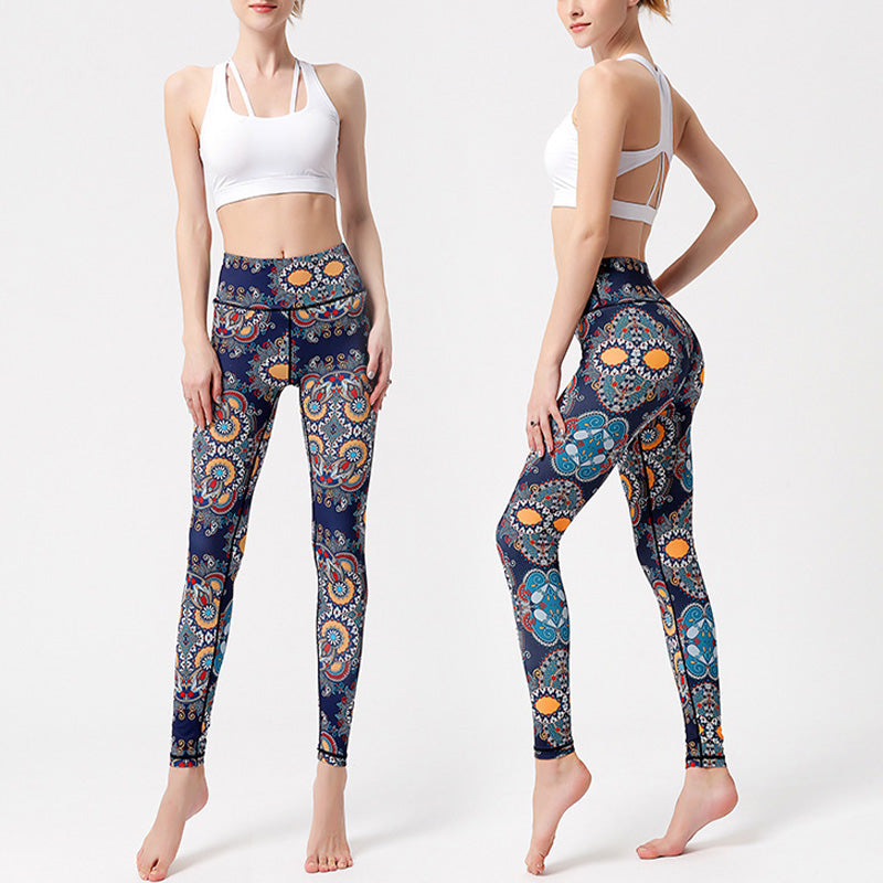 Buddha Stones Flowers Leaves Birds Print Pants Sports Fitness Yoga Dance Leggings Women's Yoga Pants - image 2