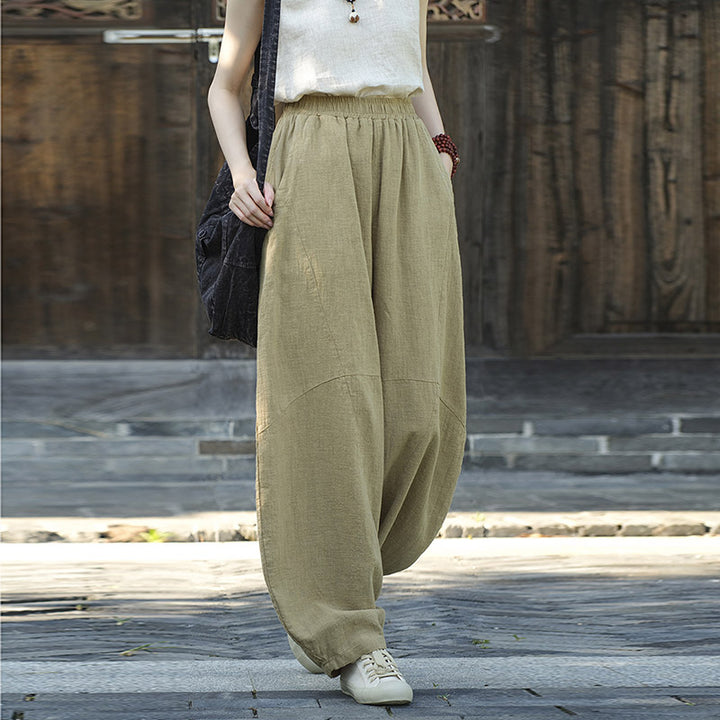 Buddha Stones Cotton Linen Pants Harem Trousers Loose Zen Yoga Tai Chi Women's Pants