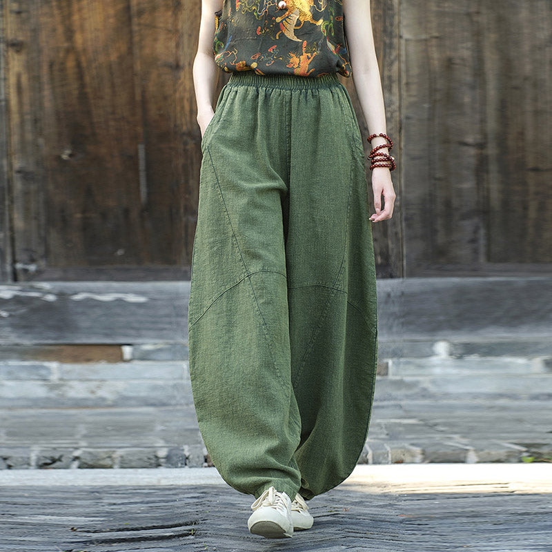 Buddha Stones Cotton Linen Pants Harem Trousers Loose Zen Yoga Tai Chi Women's Pants