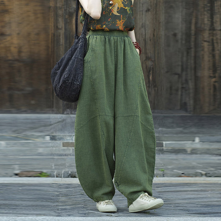 Buddha Stones Cotton Linen Pants Harem Trousers Loose Zen Yoga Tai Chi Women's Pants