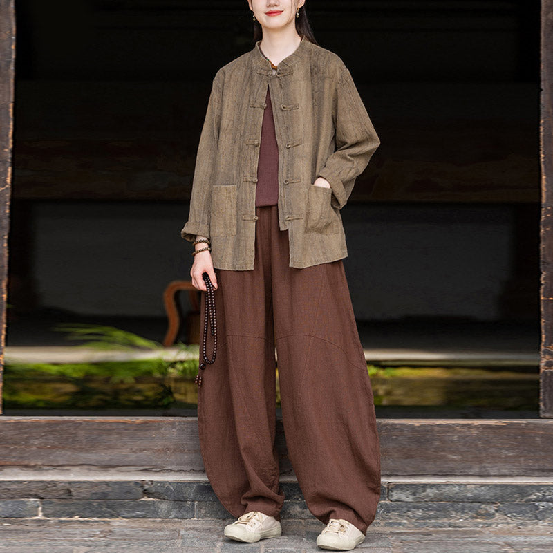 Buddha Stones Cotton Linen Pants Harem Trousers Loose Zen Yoga Tai Chi Women's Pants