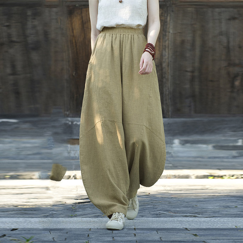 Buddha Stones Cotton Linen Pants Harem Trousers Loose Zen Yoga Tai Chi Women's Pants