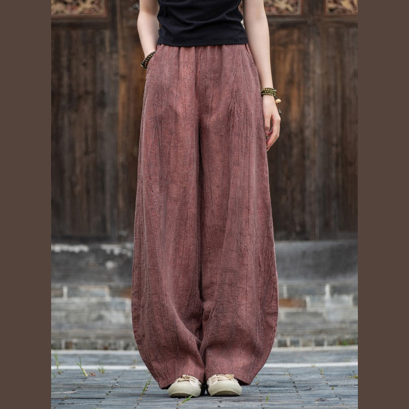 Buddha Stones Ramie Cotton Linen Pants Tie-dye Design Trousers Loose Zen Yoga Women's Pants with Pockets