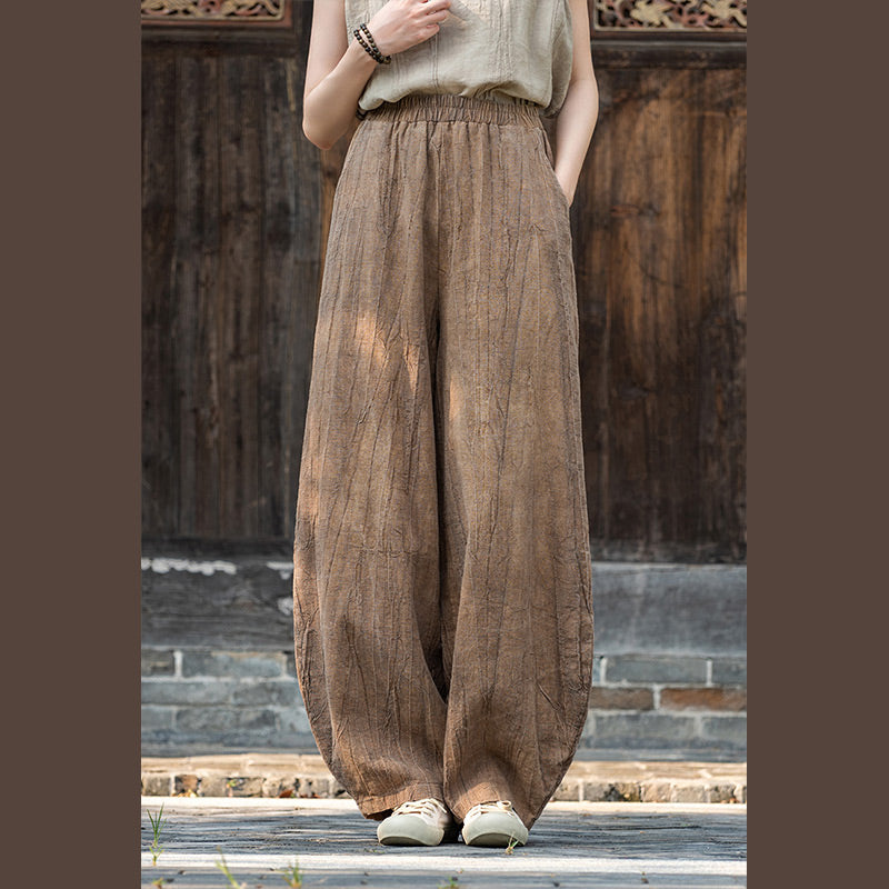 Buddha Stones Ramie Cotton Linen Pants Tie-dye Design Trousers Loose Zen Yoga Women's Pants with Pockets - image 1