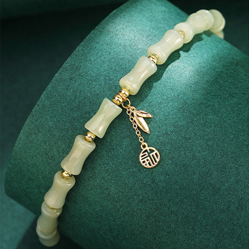 Buddha Stones 925 Sterling Silver Hetian Jade Bamboo Fu Character Prosperity Necklace Pendant Bracelet - Hetian Jade Fu Character Bracelet(18cm fit for Wrist Circumference 14-16cm) - image 12