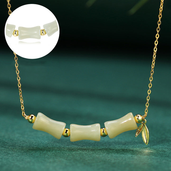 Buddha Stones 925 Sterling Silver Hetian Jade Bamboo Fu Character Prosperity Necklace Pendant Bracelet - image 3