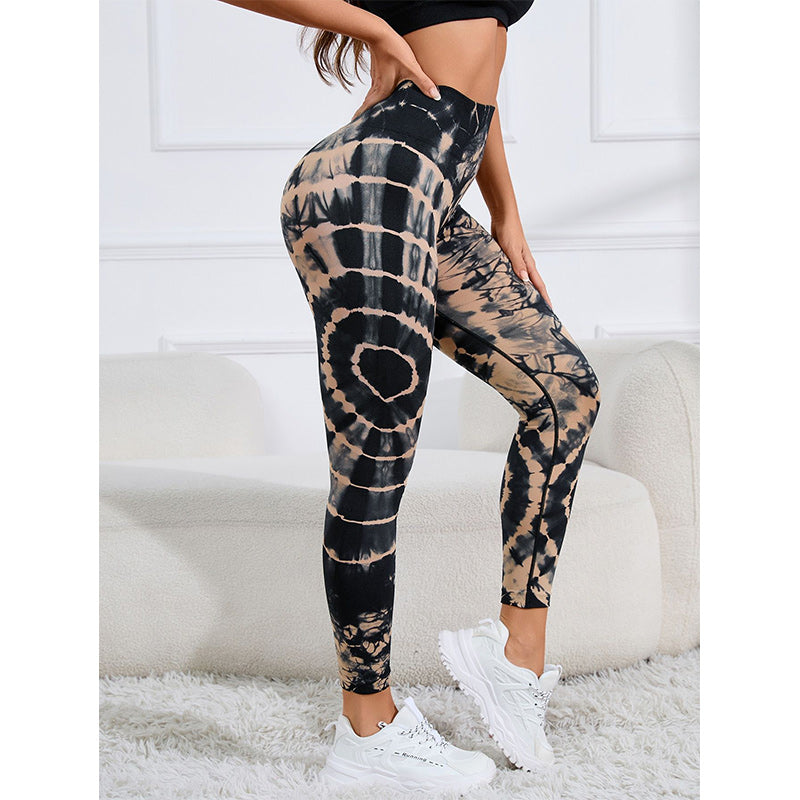 Buddha Stones Tie Dye Print Pants Sports Fitness Yoga High Waist Leggings Women's Yoga Pants