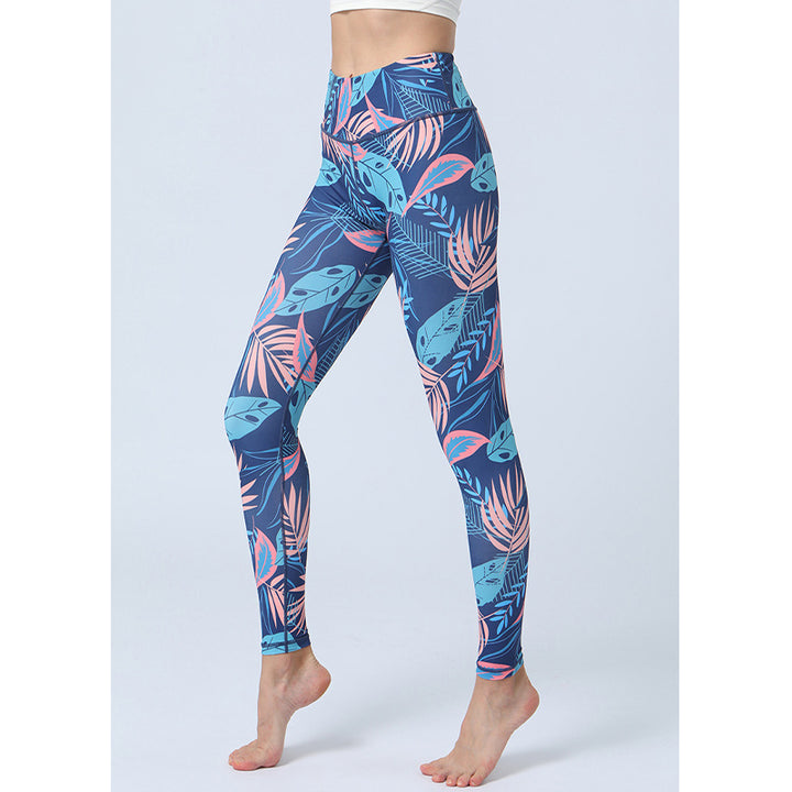 Buddha Stones Leaves Print Pants Sports Fitness Yoga High Waist Leggings Women's Yoga Pants