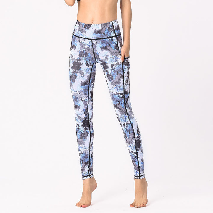 Buddha Stones Colorful Print Pants Sports Exercise Fitness Leggings Women's Yoga Pants - Black Gray Blue - US8-10，UK/AU12-14，EU40-42 (XL) - image 0